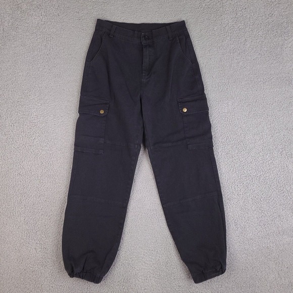 Riflessi‎ Cargo Pants Teen Youth Large 27x26.5 Black Stretch Elastic Ankle - Picture 1 of 15